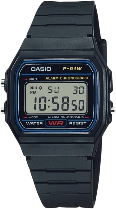 Casio F-91W classic black digital watch