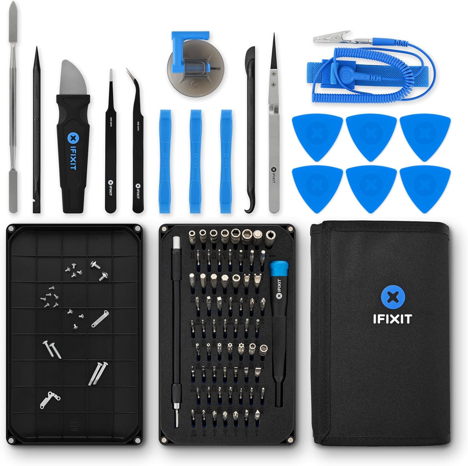 iFixit Pro Tech Toolkit opened showing precision bits and repair tools
