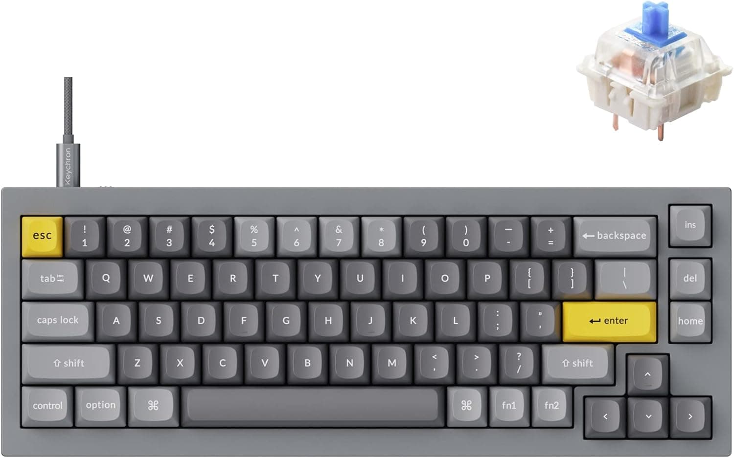 Keychron Q2 65% mechanical keyboard in grey aluminum