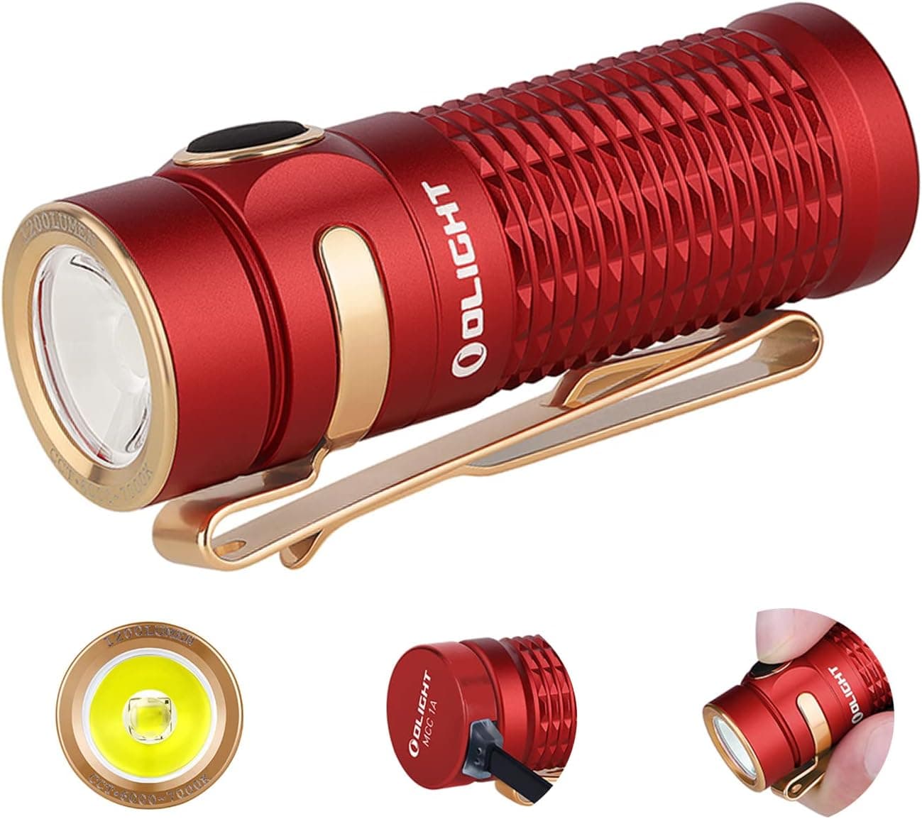 Olight Baton 3 compact EDC flashlight in red